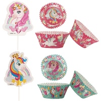 Cápsulas para cupcakes y picks de Unicornio - 24 unidades
