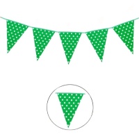 Banderín de plástico verde con topos - 3,6 m