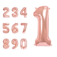 Globo de número rosa dorado de 65 cm - Amber