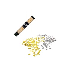 Cañón de confetti dorado y plateado de 40 cm