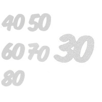 Números de goma eva con purpurina blanca - 6 unidades