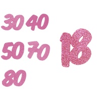 Números de goma eva con purpurina rosa - 6 unidades