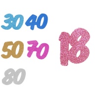 Números de goma eva con purpurina de colores - 6 unidades