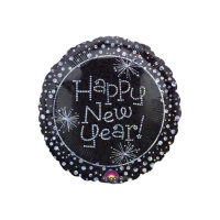 Globo redondo de Año nuevo con destellos plateados de 45 cm - Anagram
