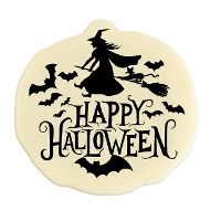 Letrero de chocolate blanco de Bruja Happy Halloween - 54 unidades