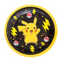 Platos de Pokemon Picachu de 18 cm - 8 unidades