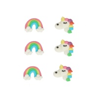 Figuras de azúcar de unicornios y arcoíris - FunCakes - 12 unidades