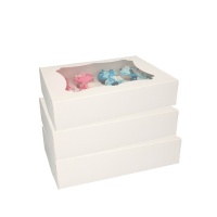 Caja para 12 cupcakes blanca de 33 x 24 x 7,5 cm - FunCakes - 3 unidades