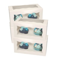 Caja para 2 cupcakes blanca de 20 x 10 x 10 cm - FunCakes - 5 unidades