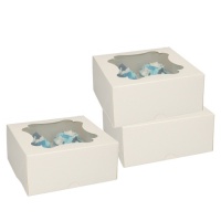 Caja para 4 cupcakes blanca de 16,5 x 16,5 x 7 cm - FunCakes - 3 unidades