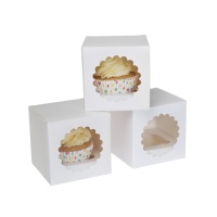 Caja para 1 cupcake blanca - 9 x 9 x 9 cm - House of Marie - 3 unidades