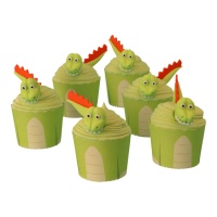 Set decorativo para cupcakes de dinosaurio - PME - 6 unidades