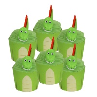 Set decorativo para cupcakes de dinosaurio - PME - 6 unidades