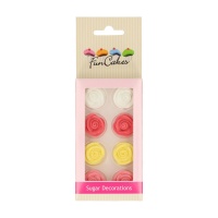 Figuras de azúcar de rosa de colores - FunCakes - 8 unidades