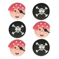 Figuras de azúcar de piratas y calaveras - FunCakes - 8 unidades