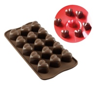 Molde de Corazón para chocolate de silicona de 21 x 10,5 - Silikomart - 15 cavidades