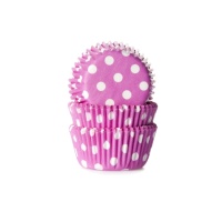 Cápsulas para cupcakes mini fucsias con topos - House of Marie - 60 unidades