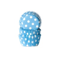 Cápsulas para cupcakes mini azules con topos - House of Marie - 60 unidades