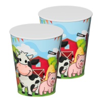 Vasos de animales de granja felices de 270 ml - 8 unidades