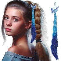 Mechón azul con mariposa de 35 cm