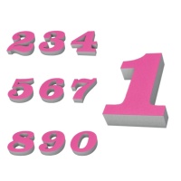 Número de corcho rosa de 15,5 x 4 cm