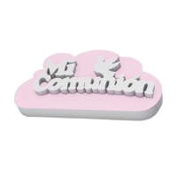 Figura de corcho de Mi Comunión en nube rosa - 22 x 40 cm