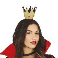 Diadema de corona Reina de corazones dorada