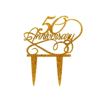Topper para tarta acrílico 50 aniversario dorado - Sweetkolor