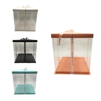Caja para tarta con lazo de 21,5 x 21,5 x 31 cm - Sweetkolor