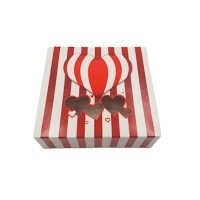 Caja para tarta de corazones y rayas de 24 x 24 x 7,5 cm - Pastkolor