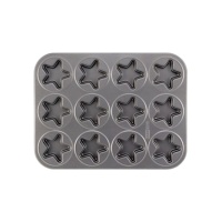 Molde para galletas con forma de estrella de acero de 35 x 26,7 cm - Cake Boss - 12 cavidades