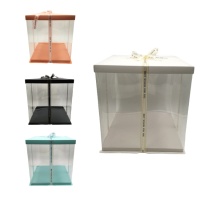 Caja para tarta con lazo de 38,5 x 38,5 x 40 cm - Sweetkolor