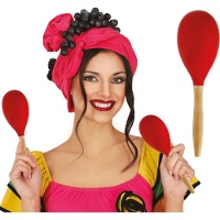 Maraca de madera roja de 20 cm - 1 unidad