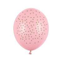 Globos de látex pastel con topos dorados de 30 cm - PartyDeco - 6 unidades