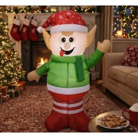 Elfo navideño hinchable con luz de 1,20 m