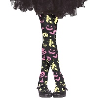 Pantys negros con calabazas y brujas infantiles