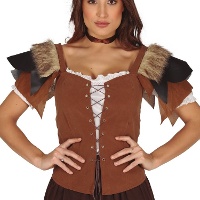 Chaleco medieval marrón para mujer