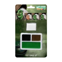 Set de maquillaje verde, marrón y negro con esponja