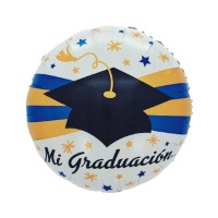 Globo de graduacion azul y amarillo de 45 cm