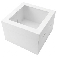 Caja de 20 x 20 x 20 cm para tarta blanca con ventana superior