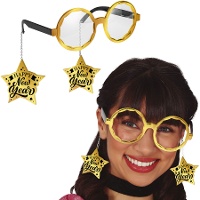 Gafas de Happy new year doradas con estrellas