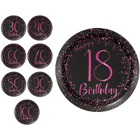 Platos Elegant Pink de números de 18 cm - 8 unidades