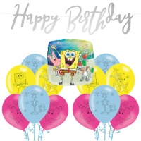 Pack de decoración para fiesta de Bob Esponja - 14 piezas