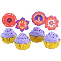 Cápsulas para cupcakes y picks de Happy Diwali - 24 unidades