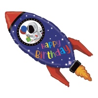 Globo de cohete en orbita de Happy Birthday de 1,02 m - Grabo