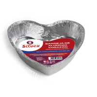 Envase de aluminio desechable corazón de 15 x 14 x 3 cm - Silvex - 2 unidades