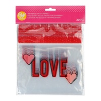 Bolas de plástico cuadradas de Love transparentes - Wilton - 20 unidades