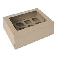 Caja para 12 mini cupcakes color kraft de 22,9 x 16,5 x 9 cm - House of Marie - 2 unidades