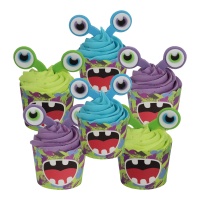 Set decorativo para cupcakes de monstruos - PME - 6 unidades