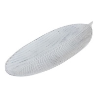 Bandeja decorativa de hoja blanca de 59 cm - DCasa